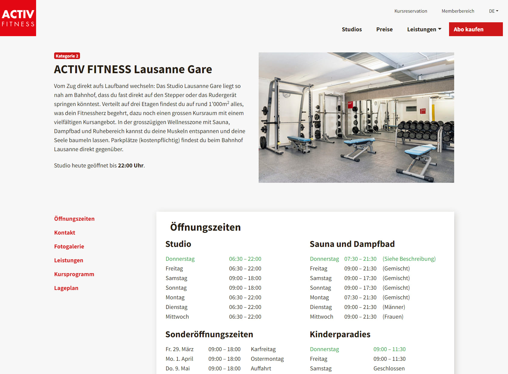 Activ Fitness Lausanne Gare