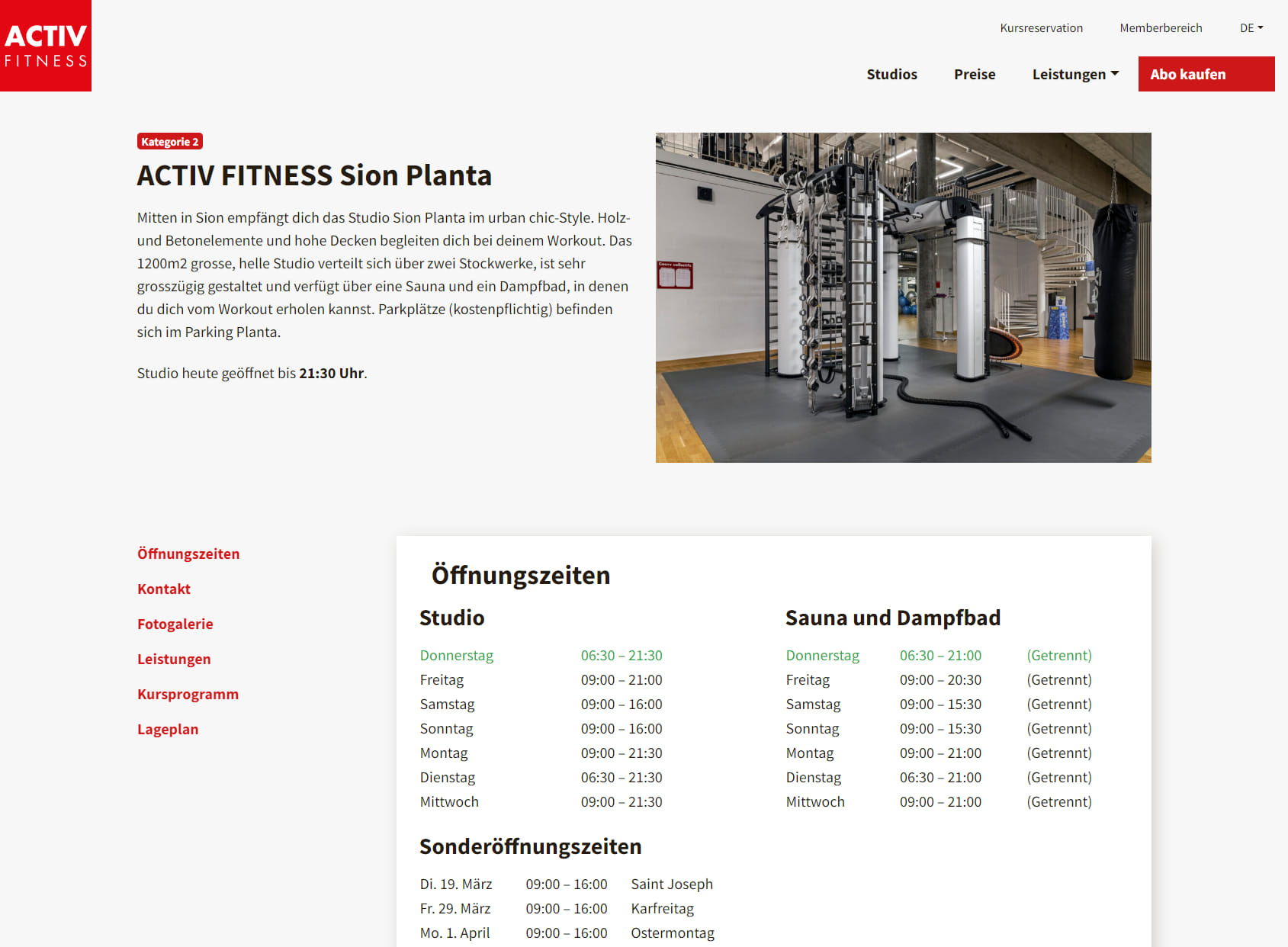 Activ Fitness Sion Planta