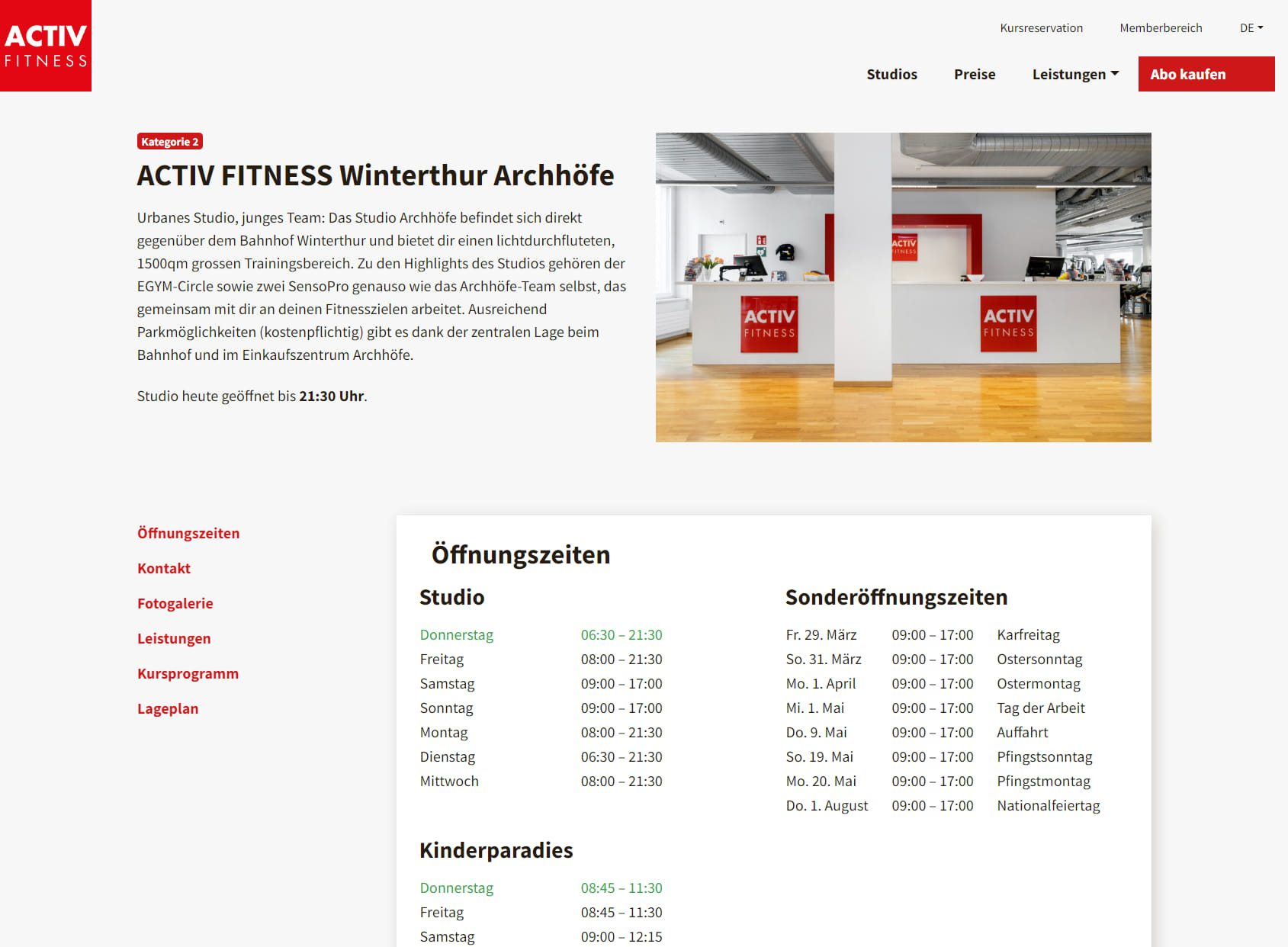 Activ Fitness Winterthur Archhöfe