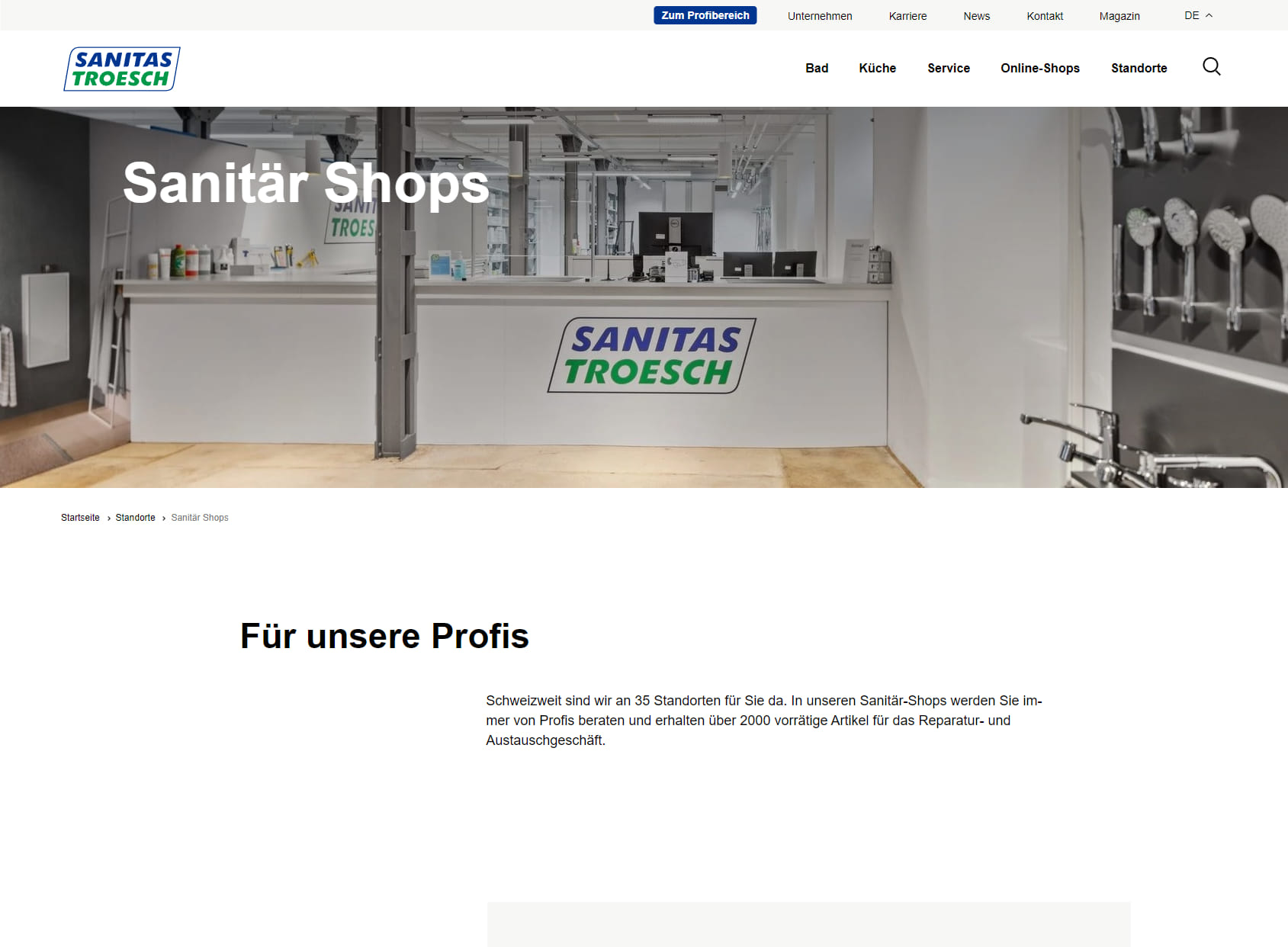 Sanitär Shop Schaffhausen, Sanitas Troesch