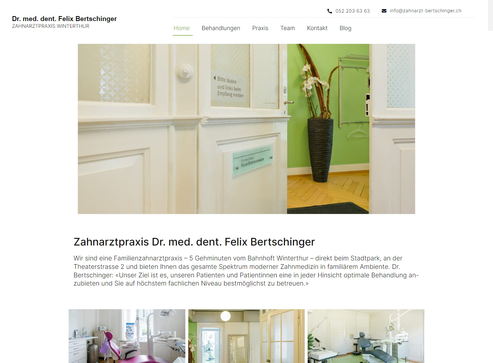 Zahnarztpraxis Winterthur - Dr. med. dent. Felix Bertschinger - beim HB Winterthur